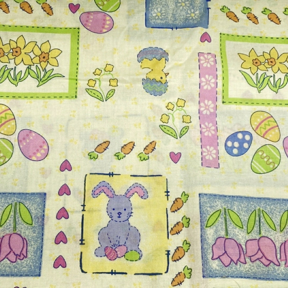 Vintage Springs Industries EASTER STITCHES Cotton Fabric Bunny 18"×44"
